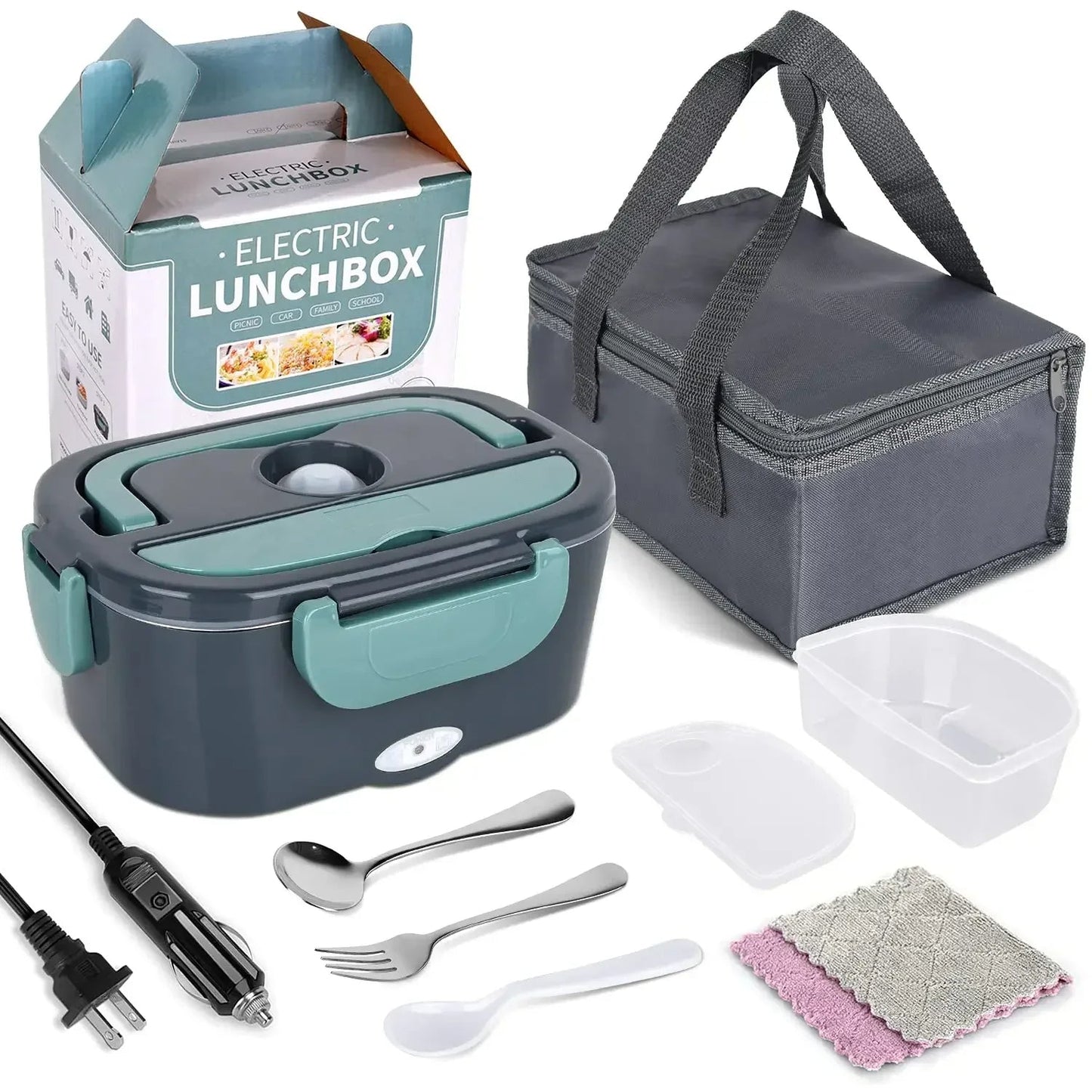2-in-1 Electric Heating Lunch Box — Heat Food at Work or in Your Car.