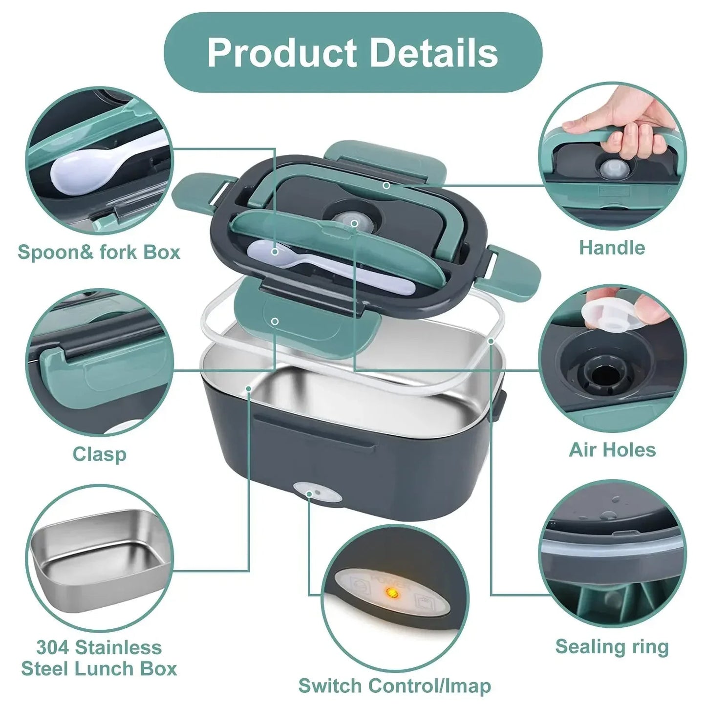 2-in-1 Electric Heating Lunch Box — Heat Food at Work or in Your Car.