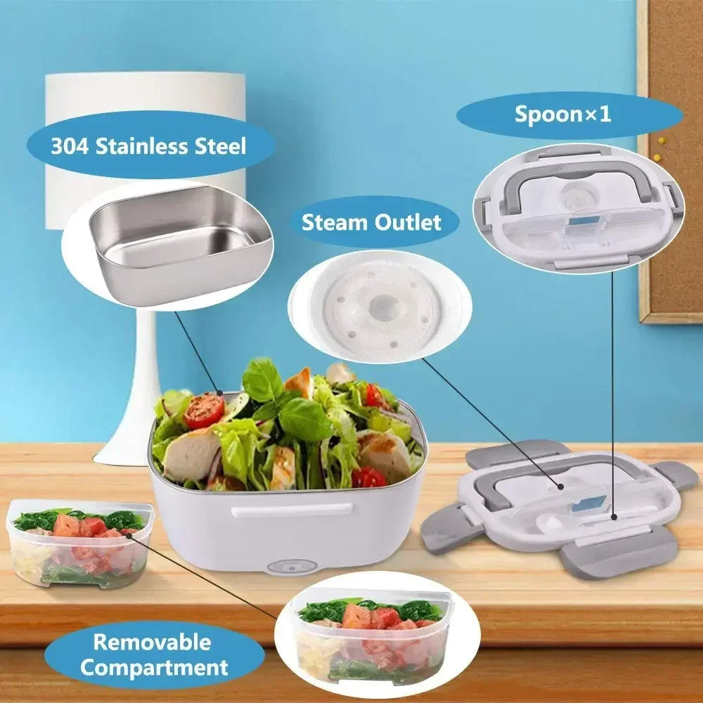 2-in-1 Electric Heating Lunch Box — Heat Food at Work or in Your Car.